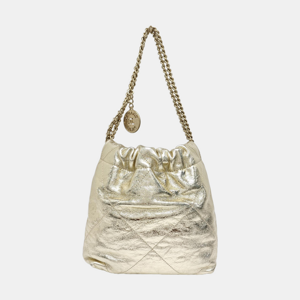 CHANEL 22 Small Quilted Calfskin Beige