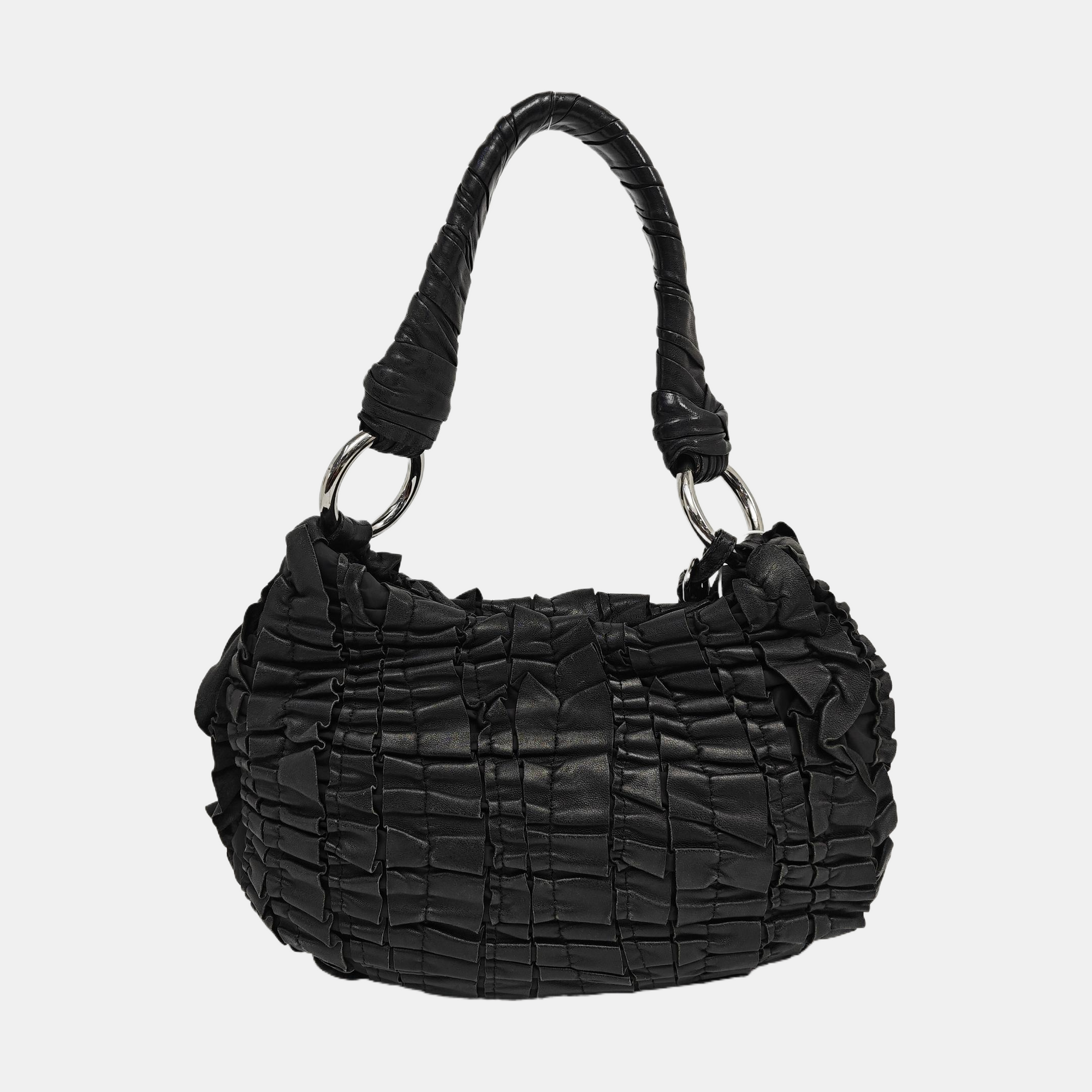 Quilted Calfskin Top Handle Bag Black