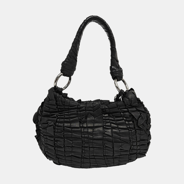 Quilted Calfskin Top Handle Bag Black