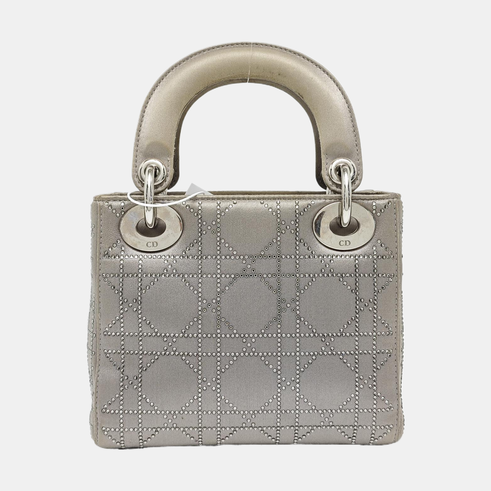 Authenticated pre-owned  Lady Dior Mini Silk Satin Grey - Shoulder Bag at Looply