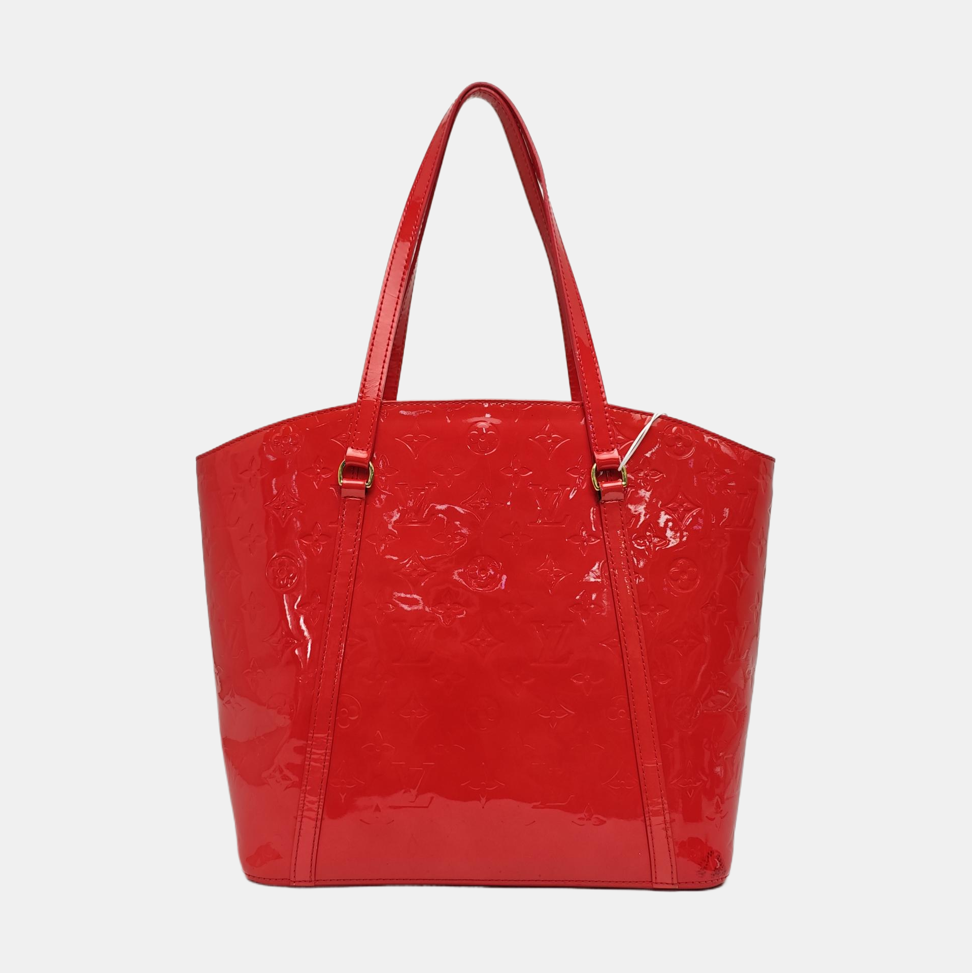 Monogram Patent Leather Tote Bag Red