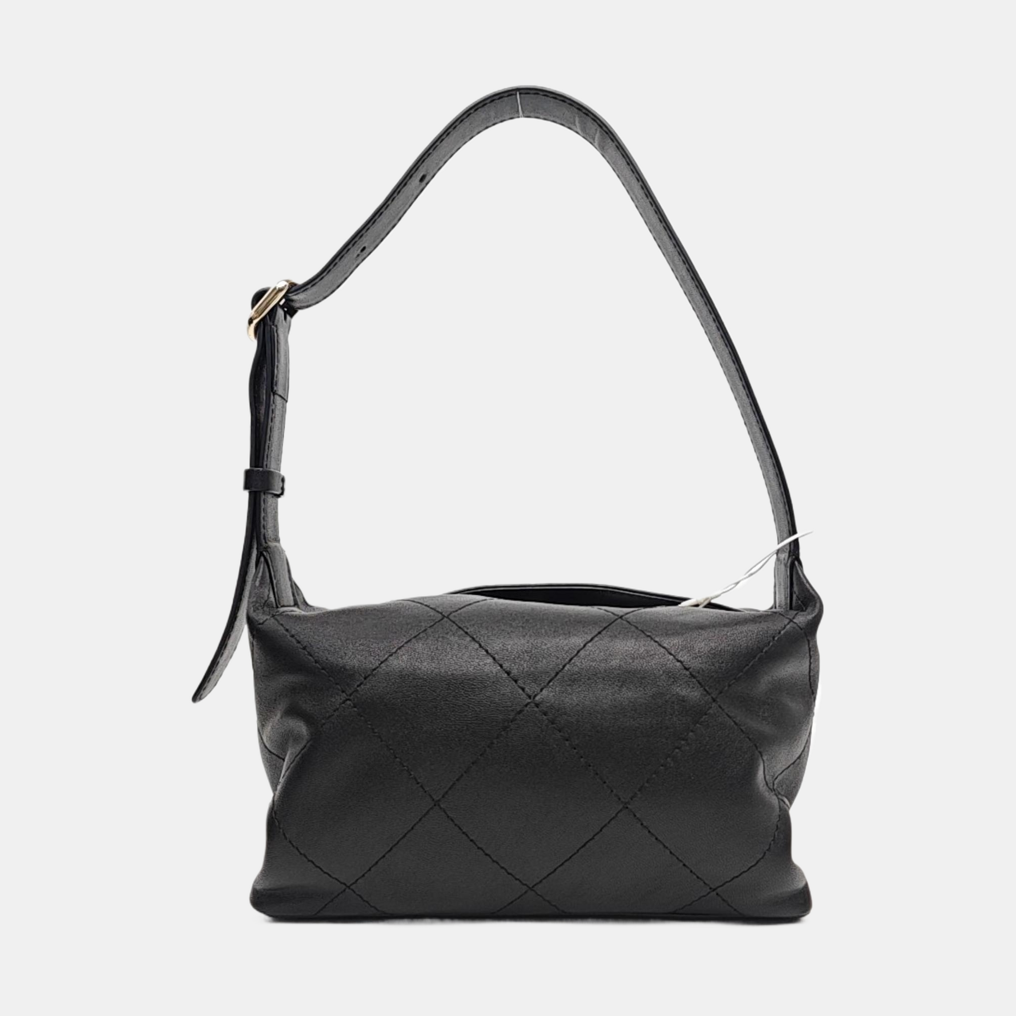 Quilted Lambskin Top Handle Bag Black