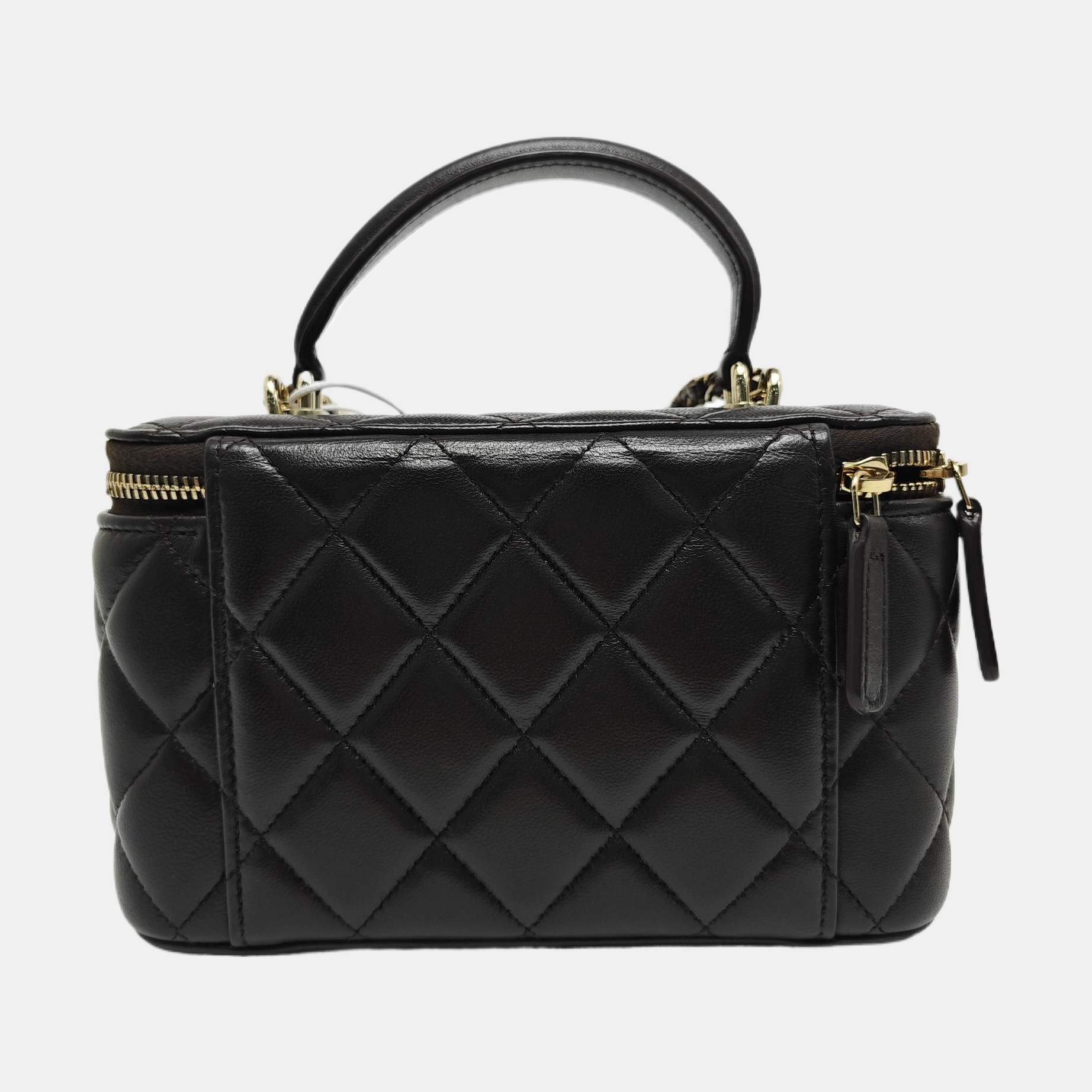 VANITY CASE Small Quilted Lambskin Brown
