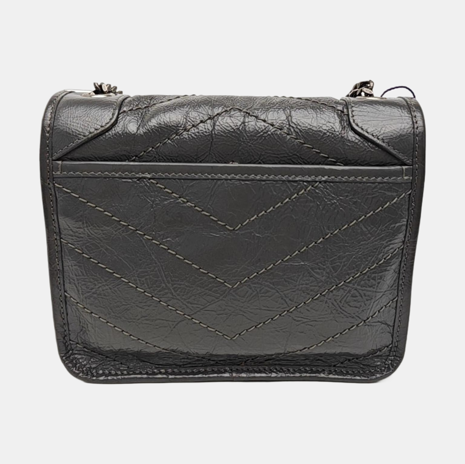 NIKI Mini Chevron Calfskin Gray