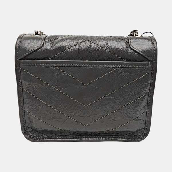 NIKI Mini Chevron Calfskin Gray