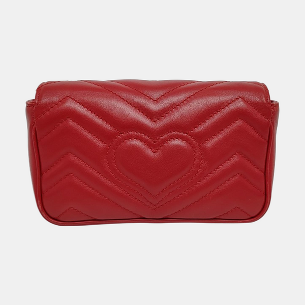 Authenticated pre-owned  GG Marmont Mini Quilted Calfskin Red - Shoulder Bag at Looply