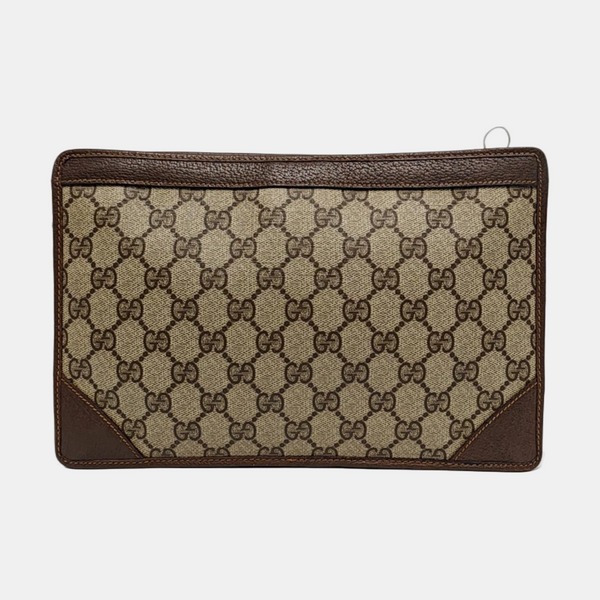 Monogram Coated Canvas Clutch Beige