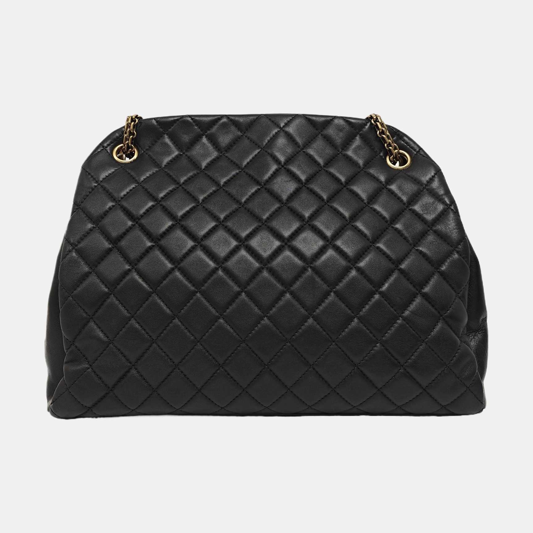 JUST MADEMOISELLE Large Quilted Lambskin Black