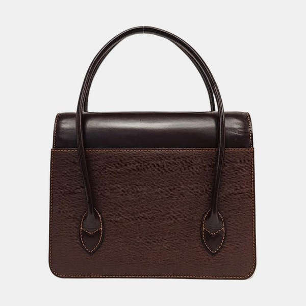 Calfskin Top Handle Bag Brown