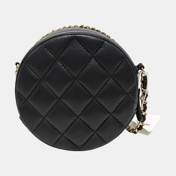 Quilted Lambskin Shoulder Bag Black