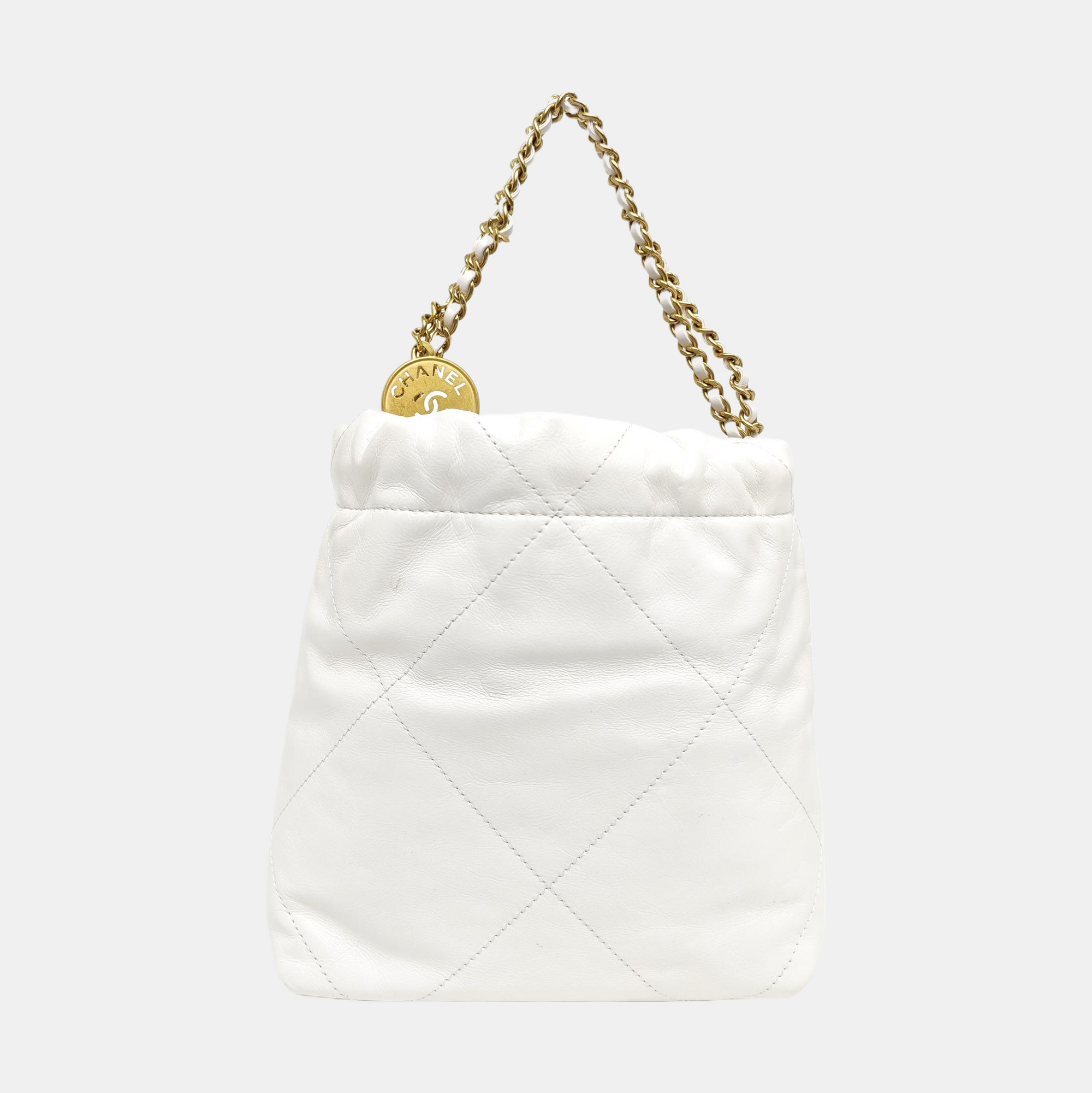 CHANEL 22 Mini Quilted Calfskin White