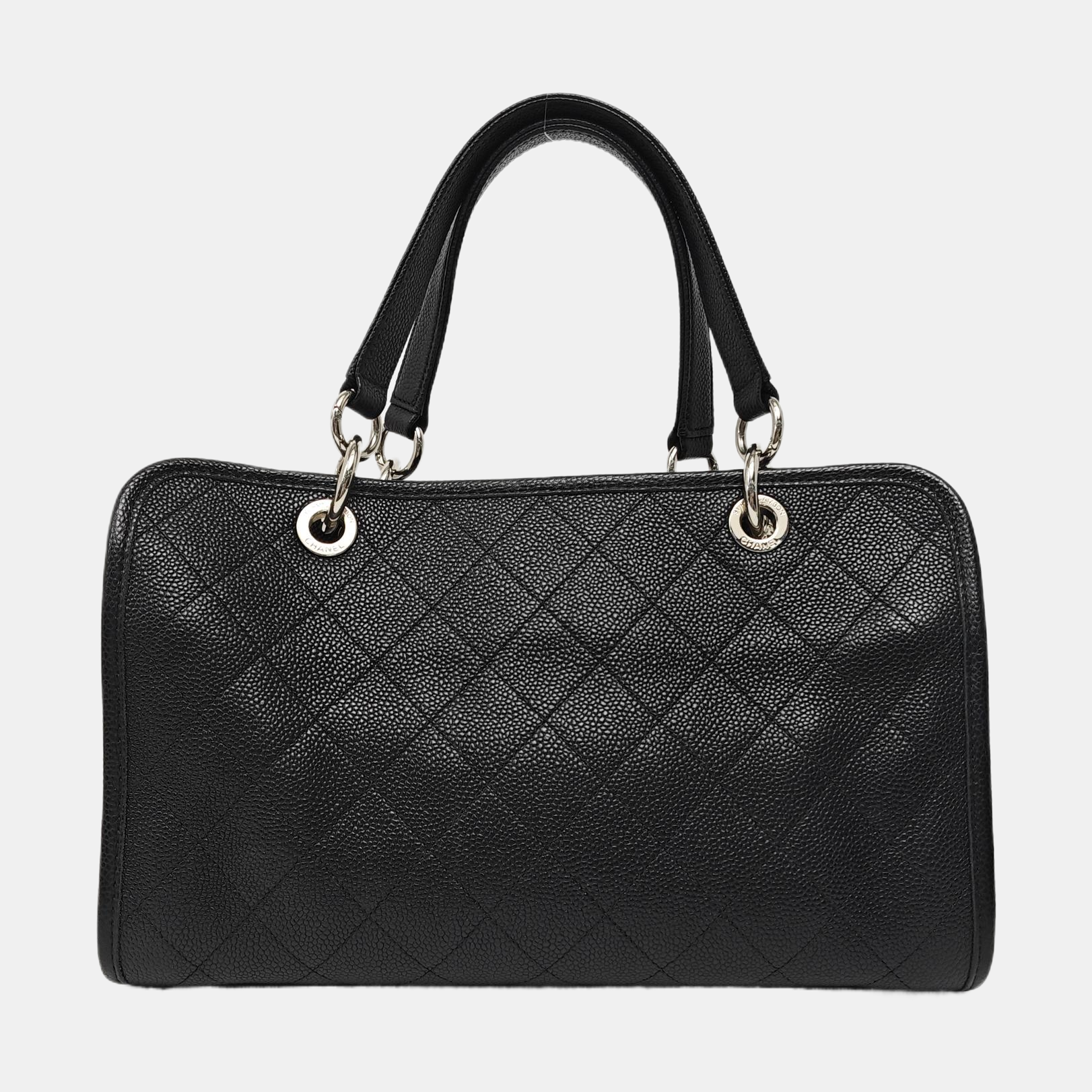Quilted Grained Calfskin Tote Bag Black