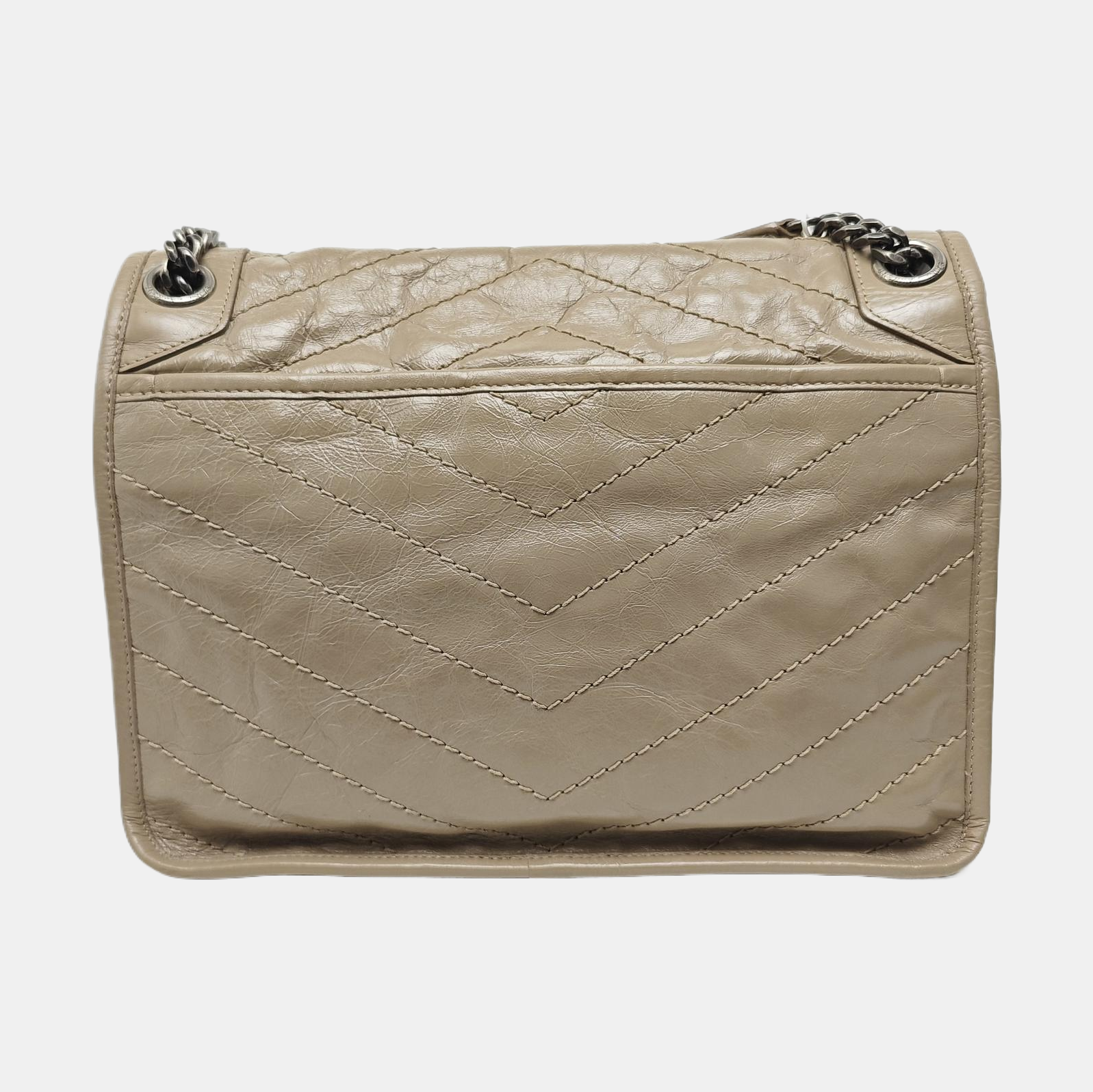 NIKI Medium Chevron Calfskin Beige