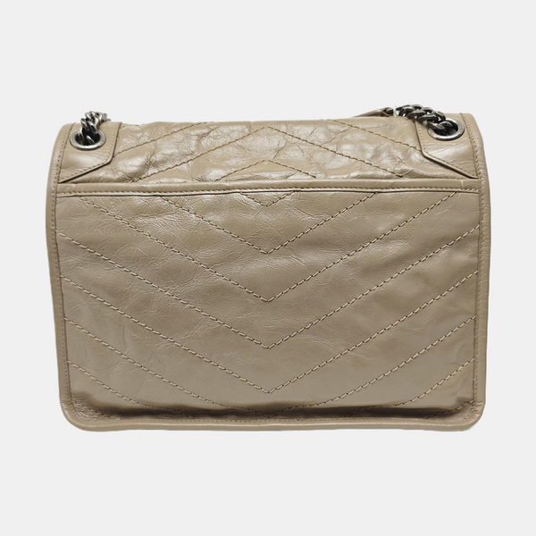 NIKI Medium Chevron Calfskin Beige