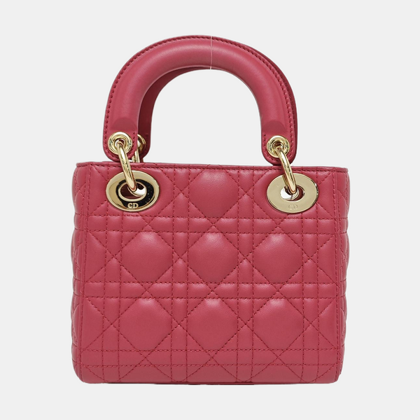 Lady Dior Mini Cannage Lambskin Red
