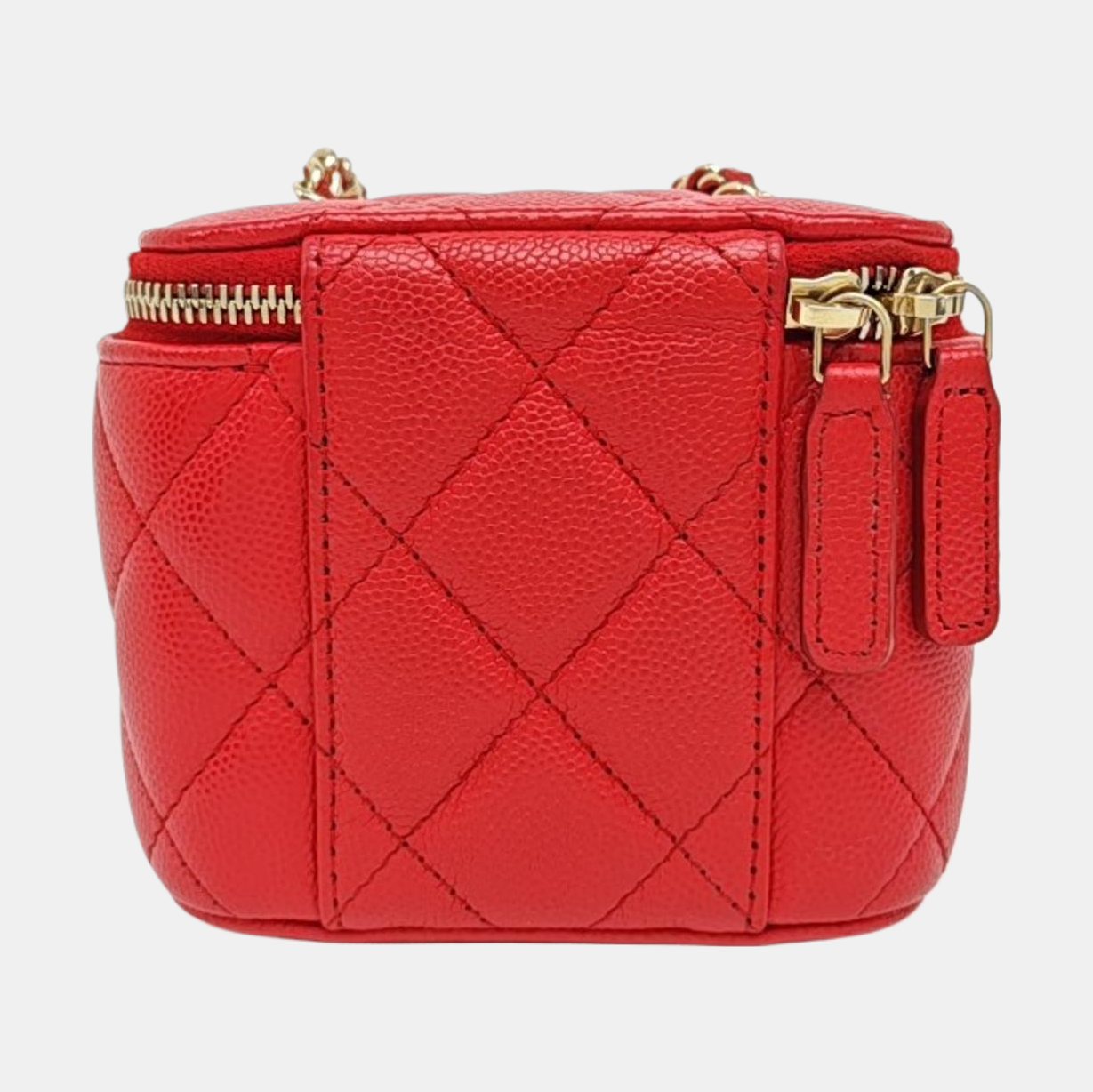 VANITY CASE Mini Quilted Lambskin Red
