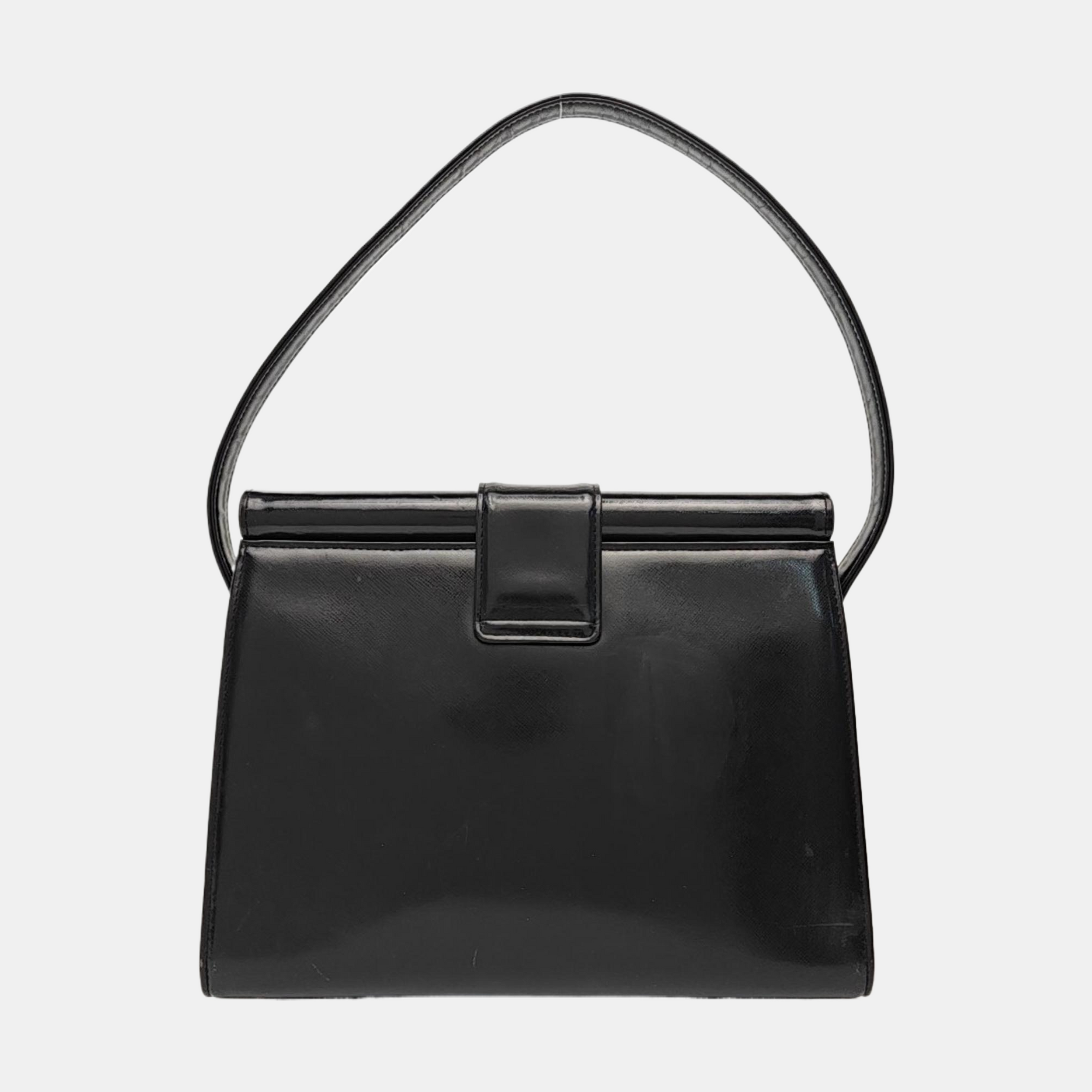 Calfskin Top Handle Bag Black