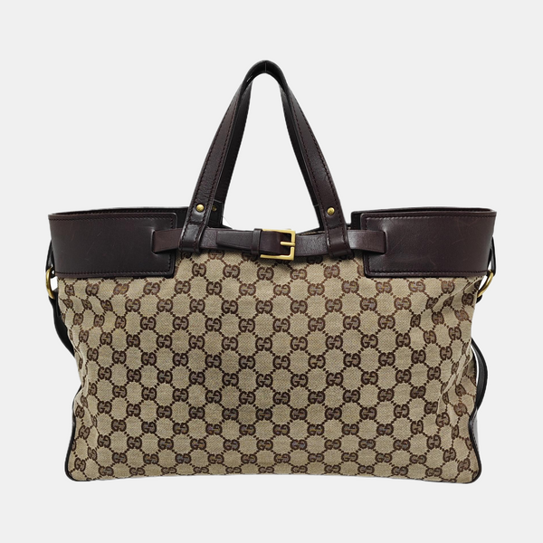 Monogram Canvas Tote Bag Brown