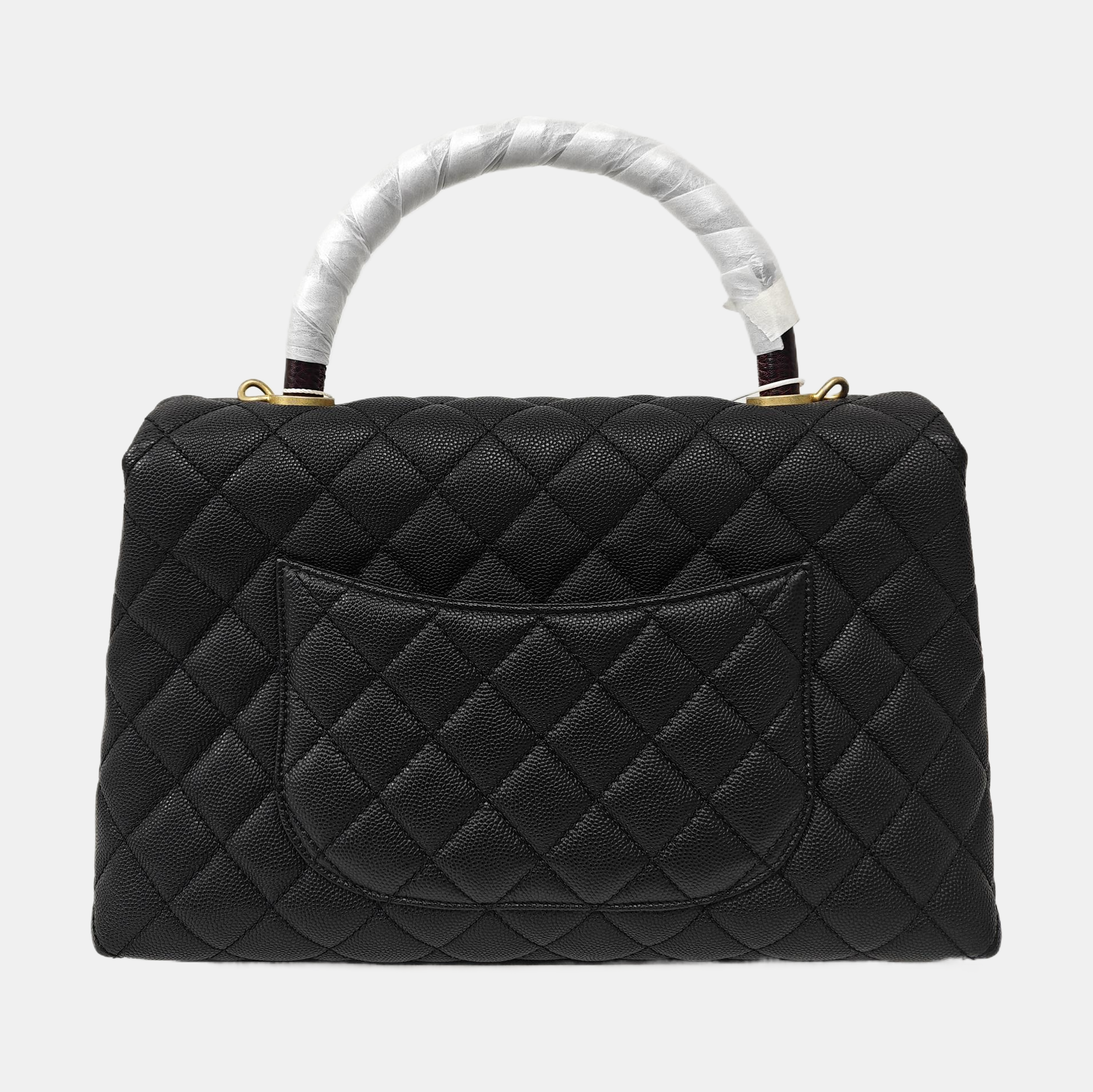 COCO HANDLE Medium Quilted Grained Calfskin Black