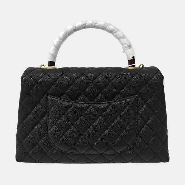 COCO HANDLE Medium Quilted Grained Calfskin Black