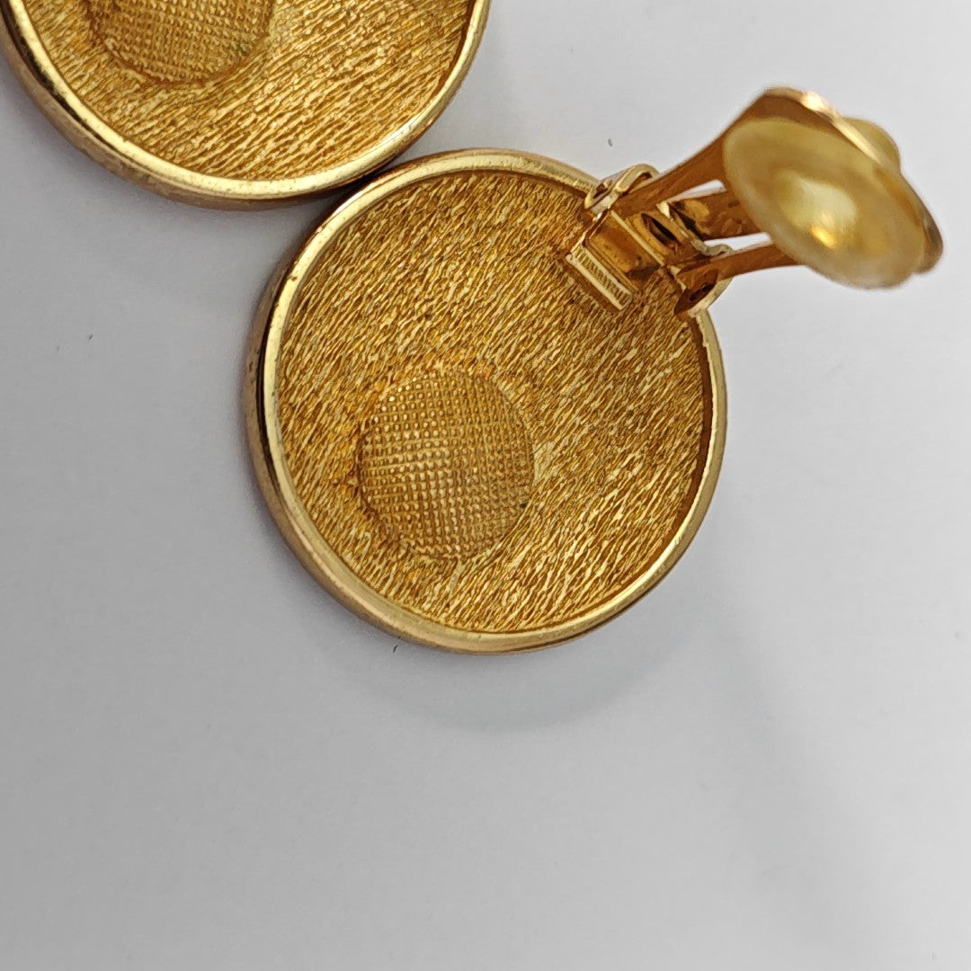 Petit CD Metal Gold Clip On Earrings