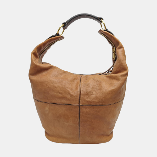 Calfskin Top Handle Bag Brown