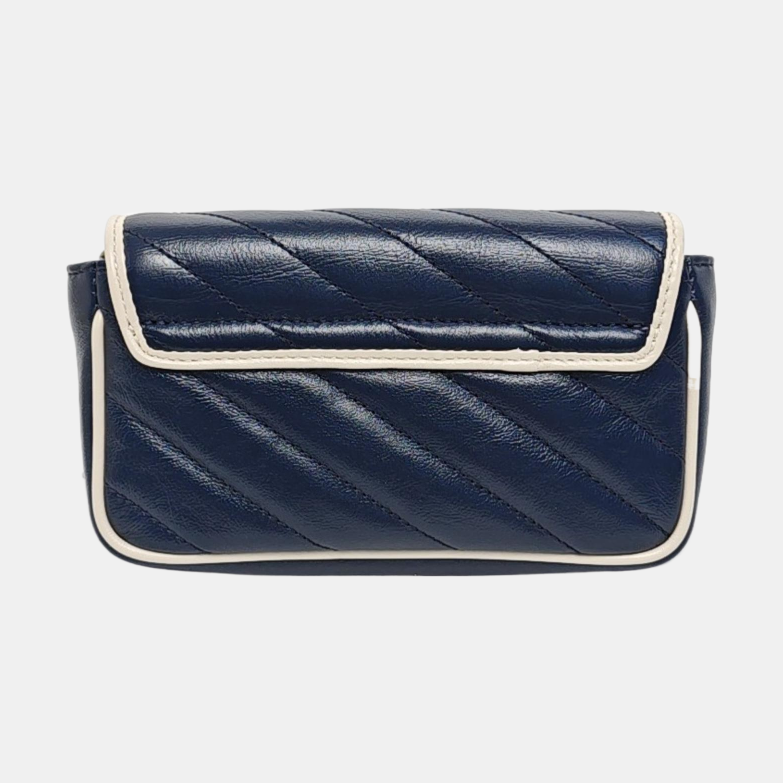 GG Marmont Super Mini Quilted Calfskin Blue