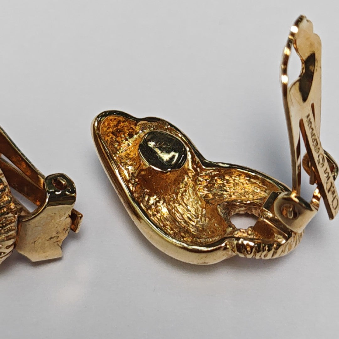 Twist Round Metal Gold Clip On Earrings