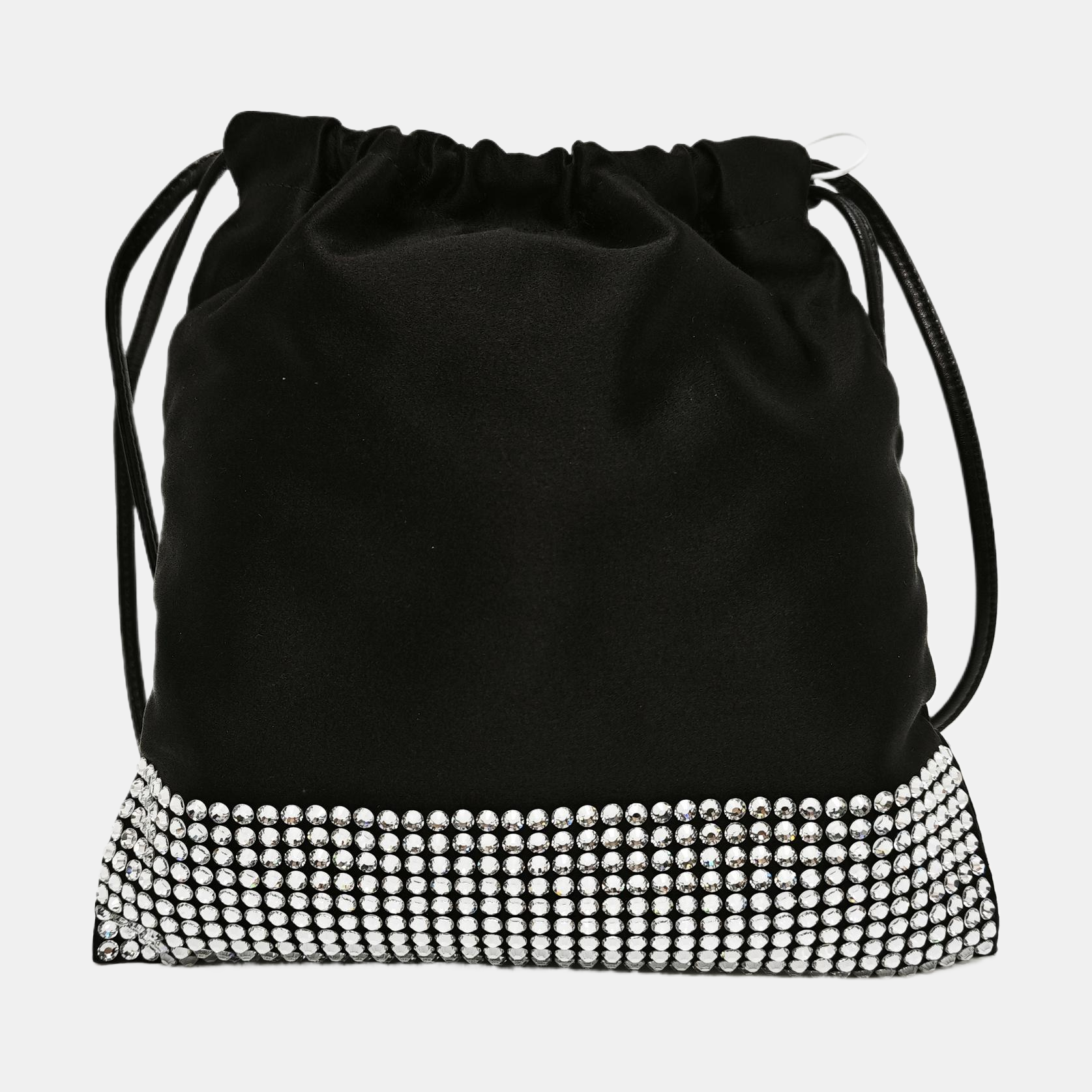 Silk Satin Shoulder Bag Black