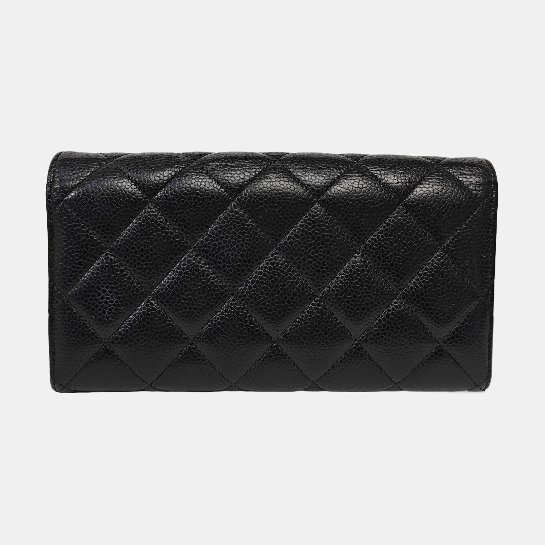 CLASSIC FLAP Mini Quilted Grained Calfskin Black Wallet