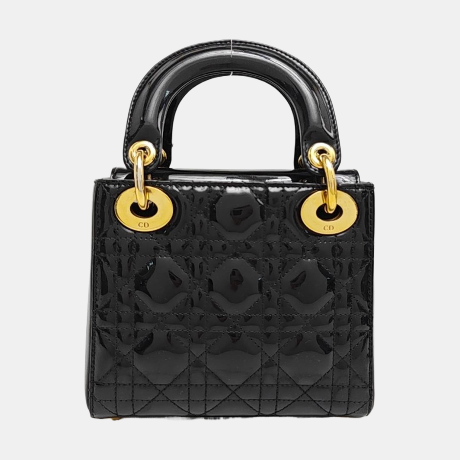 Lady Dior Mini Cannage Patent Leather Black