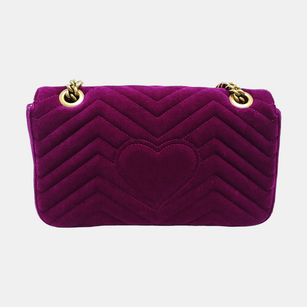 GG Marmont Medium Quilted Velvet Red
