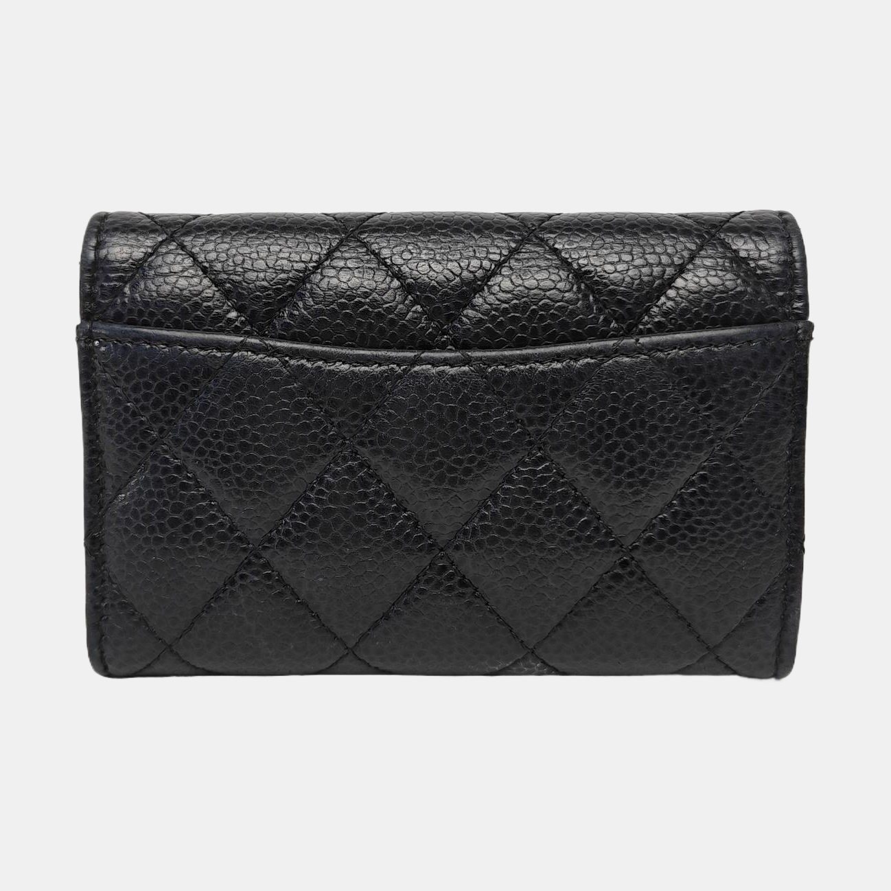 CLASSIC FLAP Quilted Grained Calfskin Black Wallet