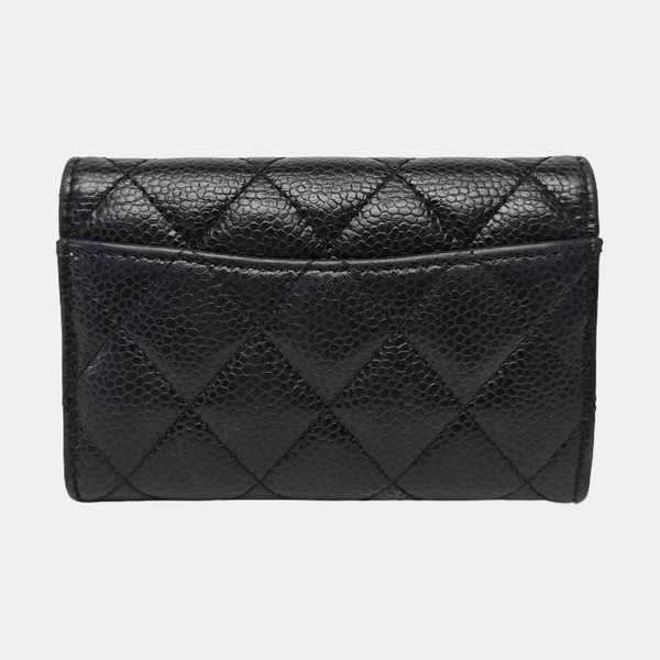 CLASSIC FLAP Quilted Grained Calfskin Black Wallet