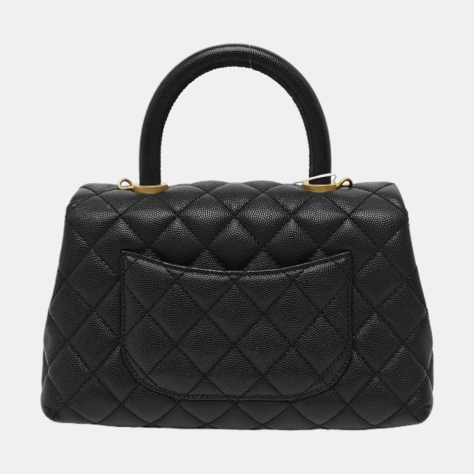 COCO HANDLE Small Quilted Grained Calfskin Black