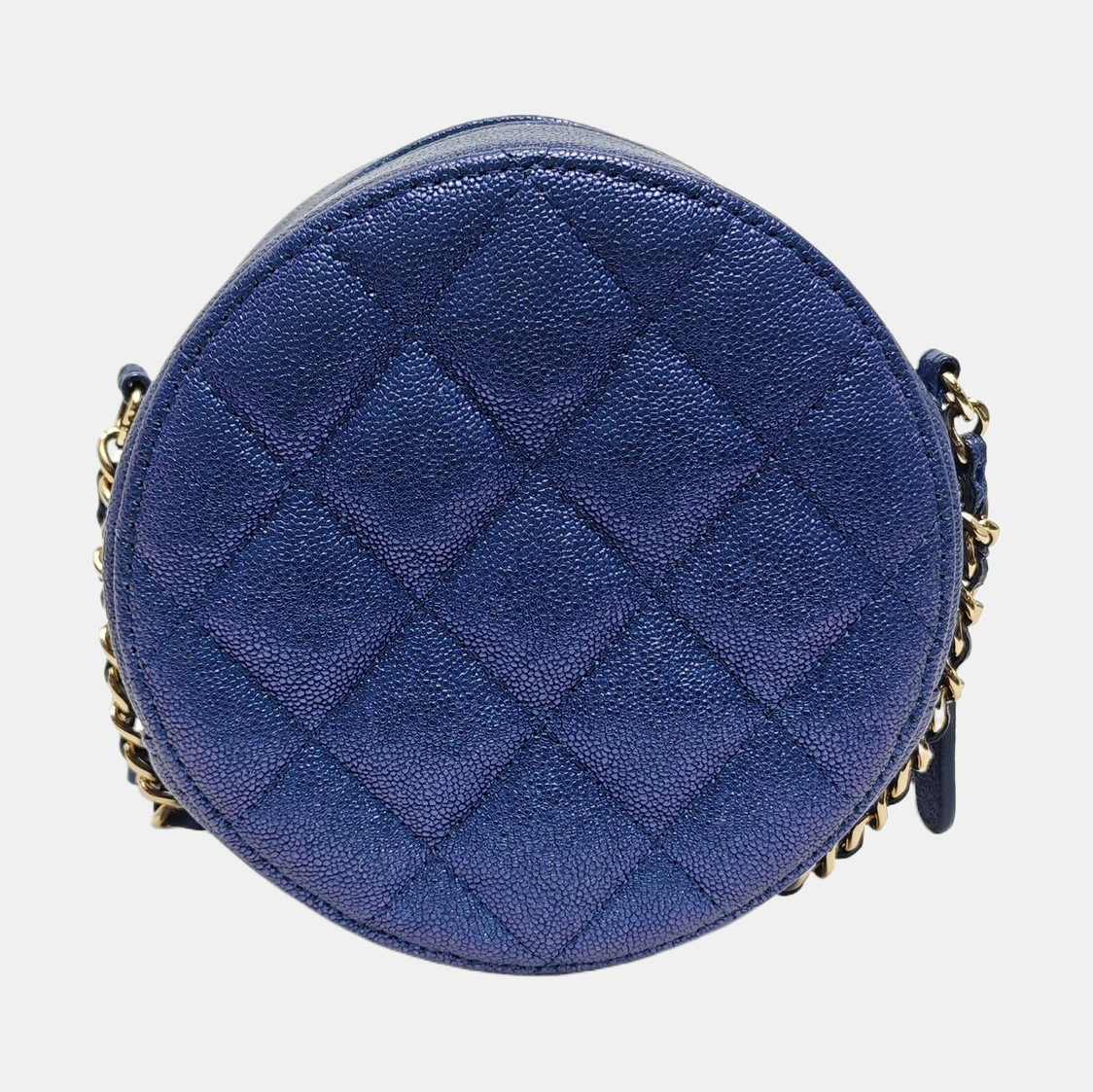 ROUND Quilted Grained Calfskin Blue