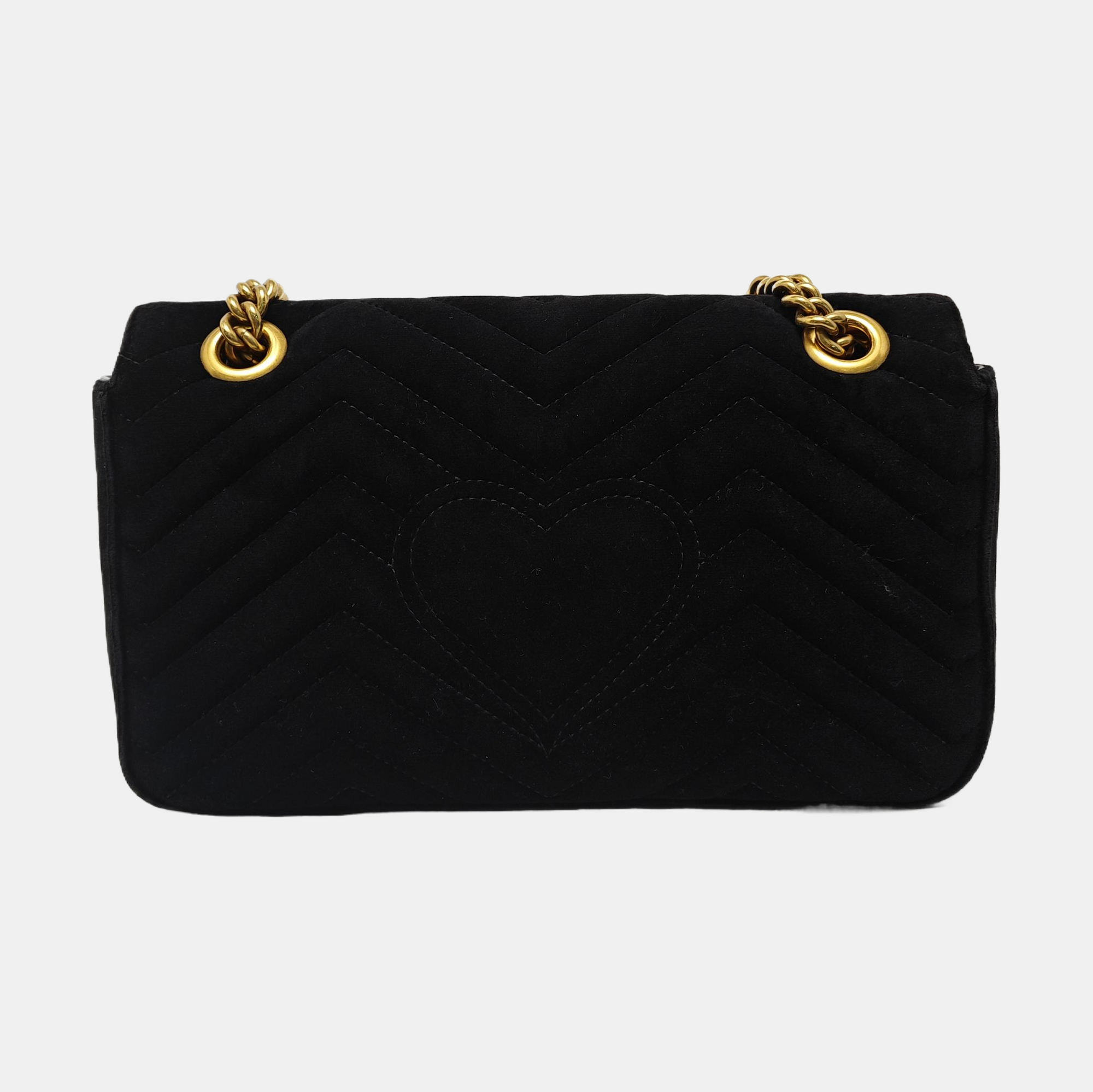 GG Marmont Mediana Terciopelo Acolchado Negro