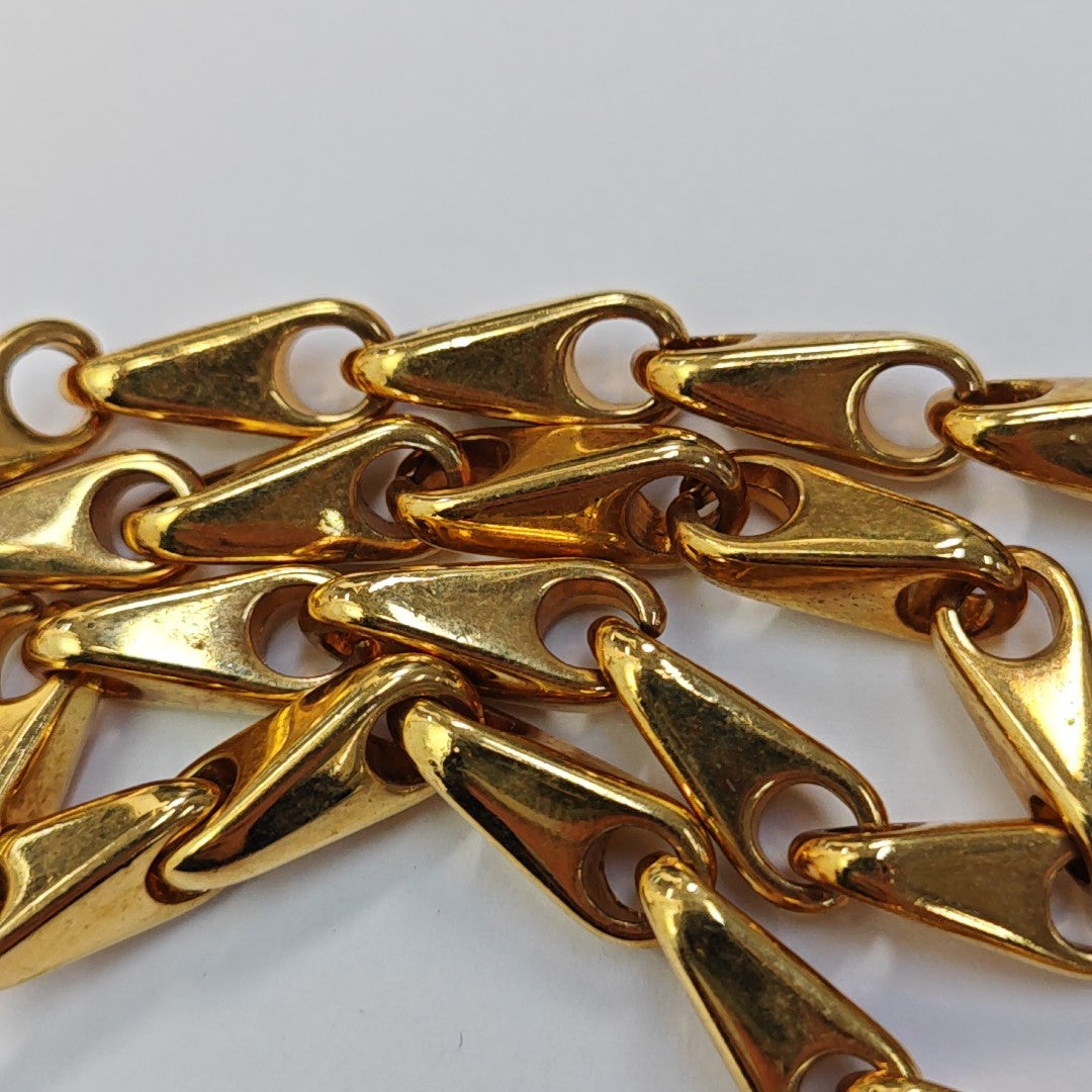 Collar con colgante de disco macizo tono dorado vintage 1990 Collar de metal tono dorado