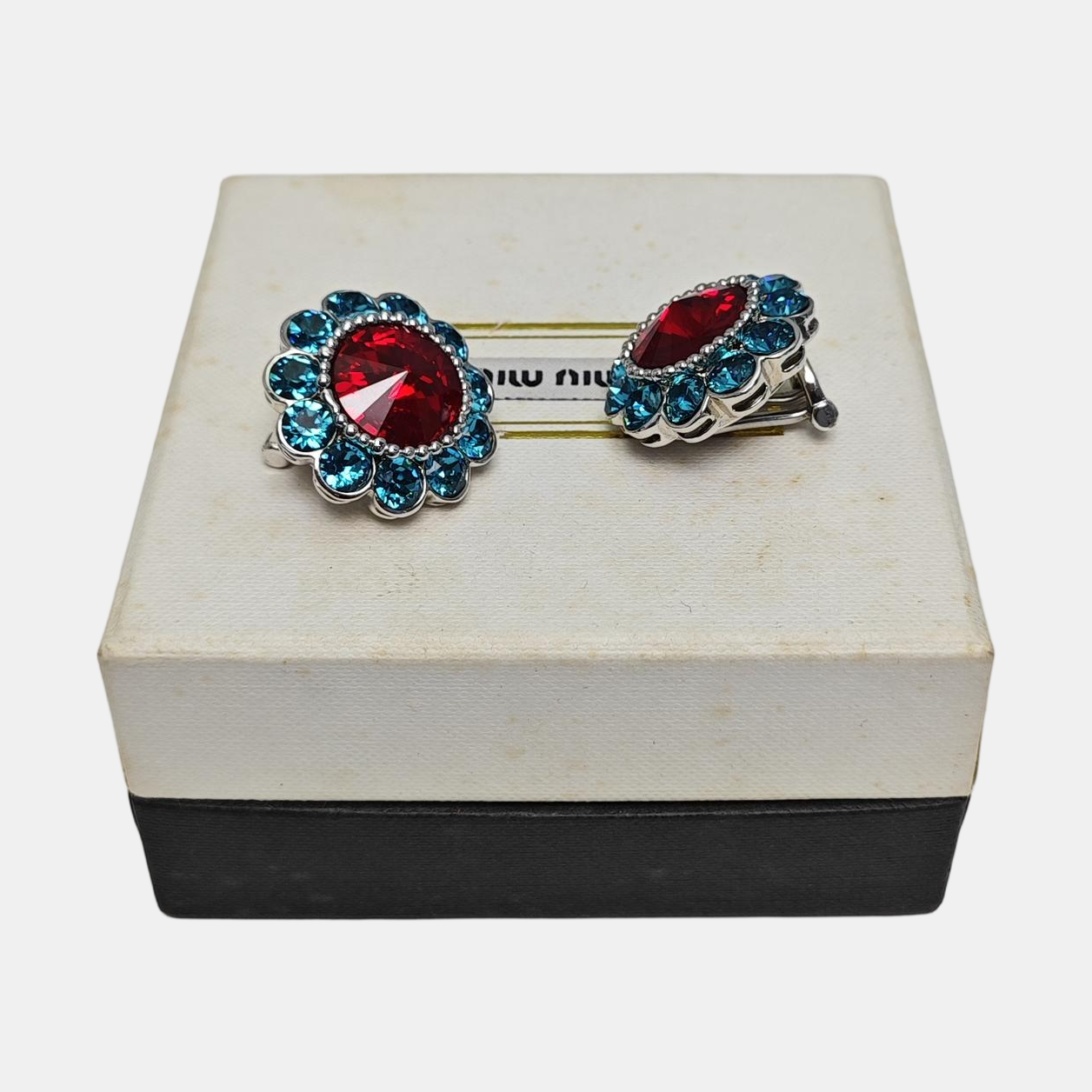 Synthetic Crystal Red Clip On Earrings