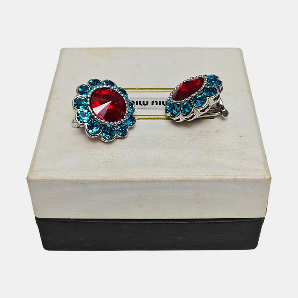 Synthetic Crystal Red Clip On Earrings