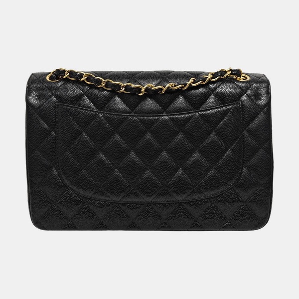 CLASSIC FLAP Jumbo Quilted Grained Calfskin Black