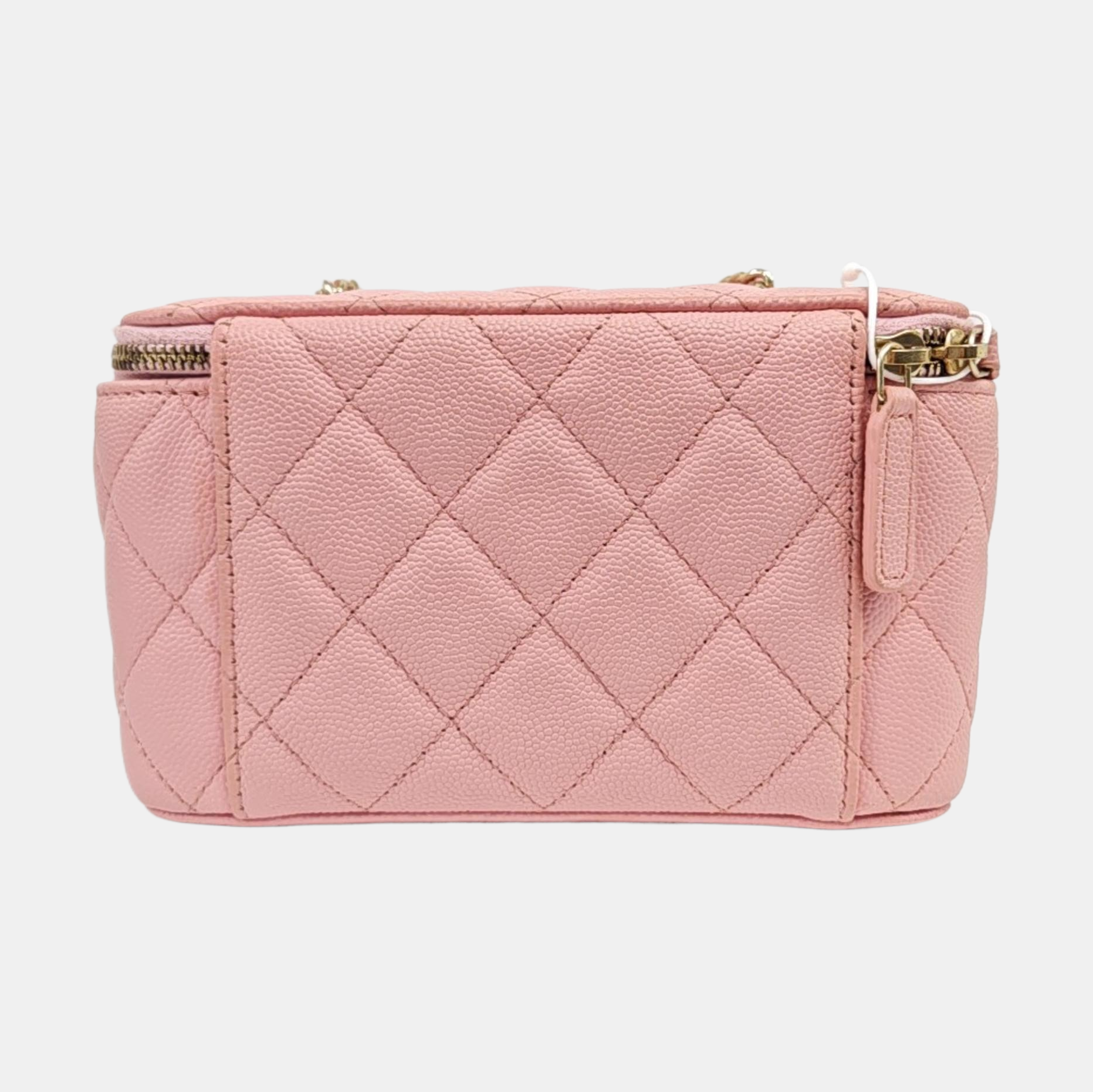 VANITY CASE Small Quilted Grained Calfskin Pink