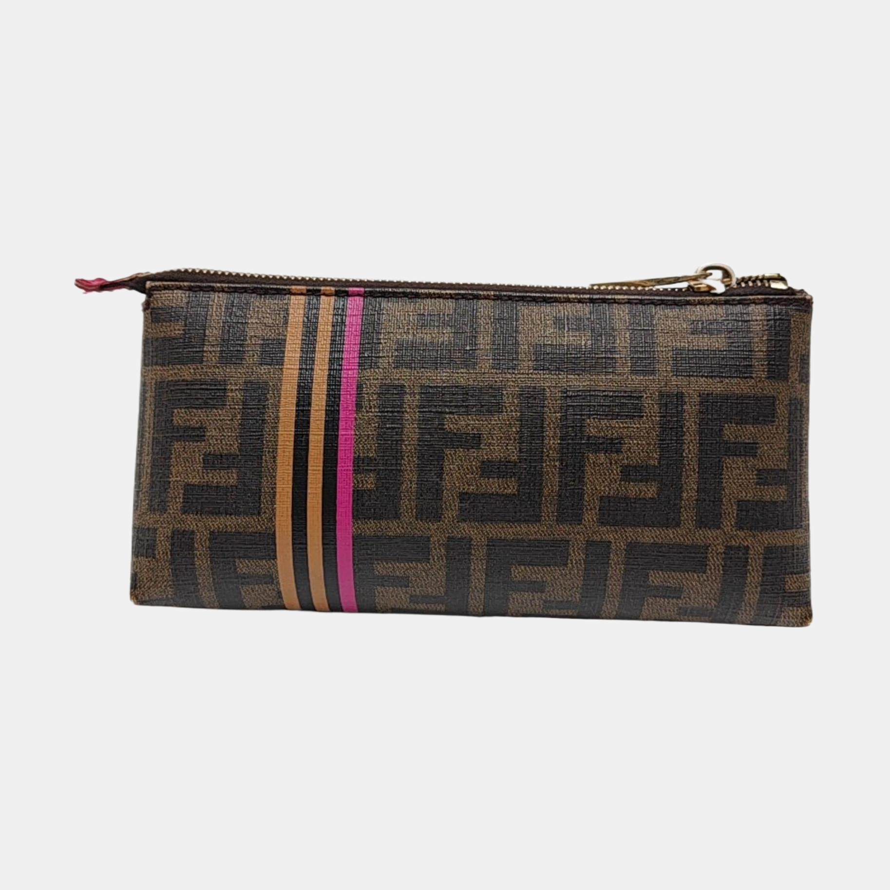 Coated Canvas Clutch Brown