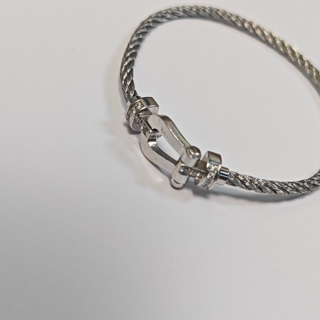 Force 10 18k White Gold Silver Bangle
