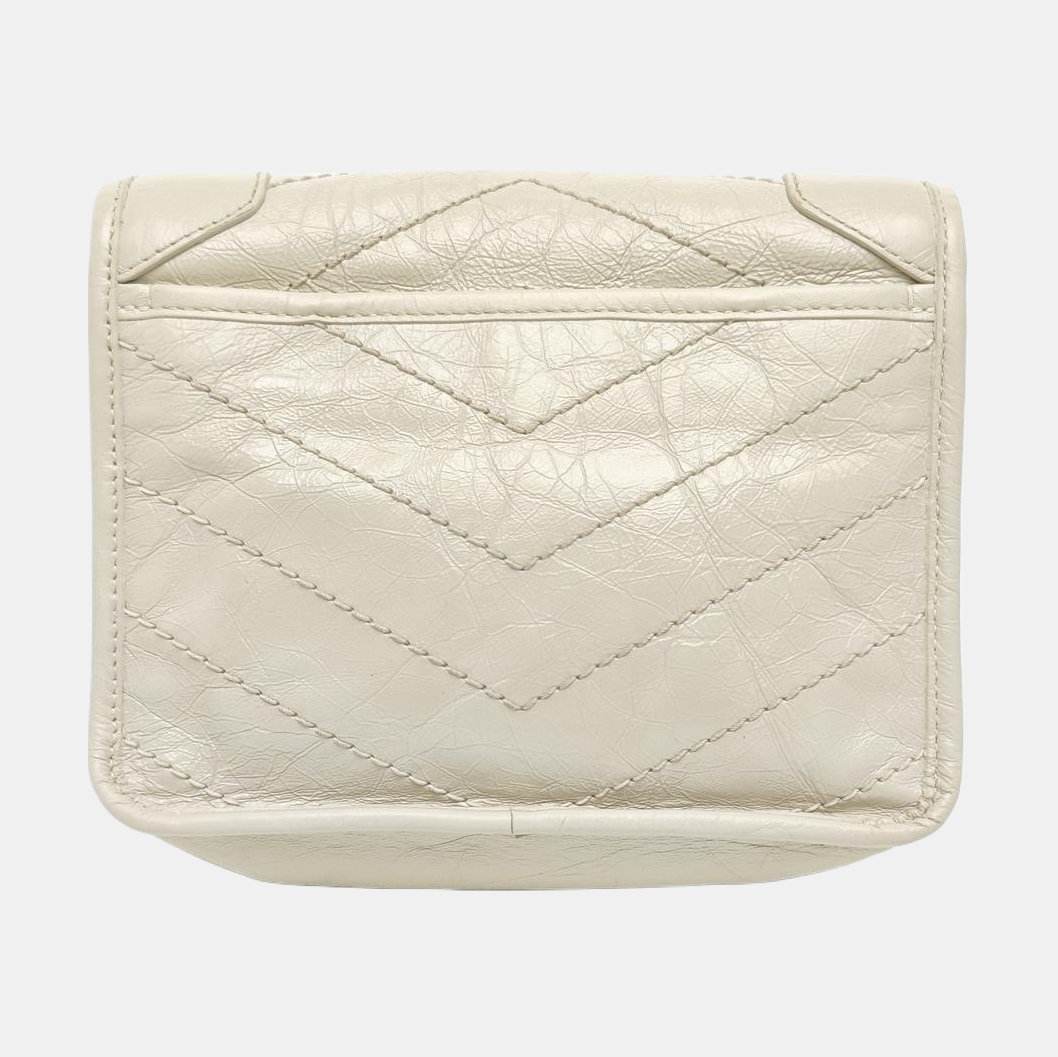 NIKI Mini Chevron Calfskin White