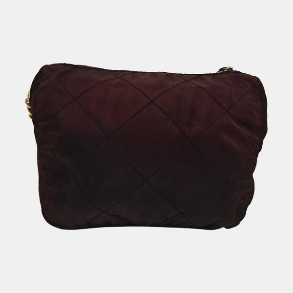 Quilted Nylon Shoulder Bag Brown