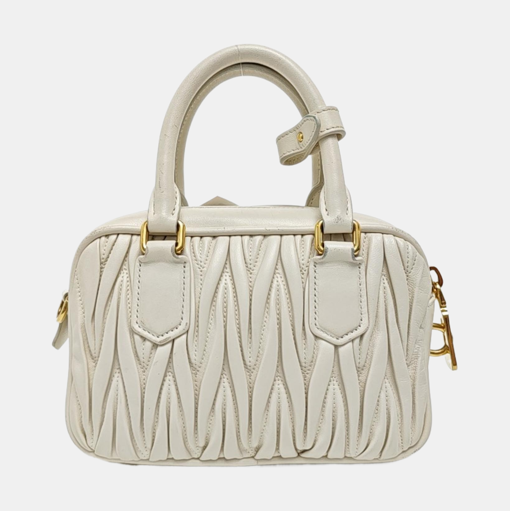 Arcadie Matelassé Mini Quilted Lambskin White