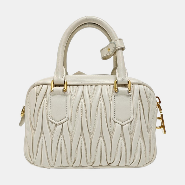 Arcadie Matelassé Mini Quilted Lambskin White