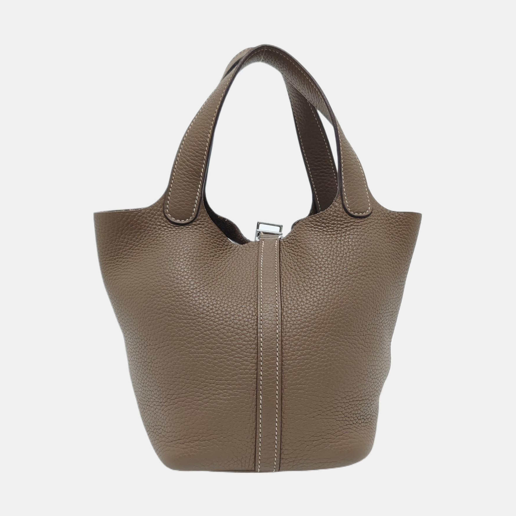 Authenticated pre-owned  Picotin Lock 18 Clemence Gray - Bucket Bag at Looply