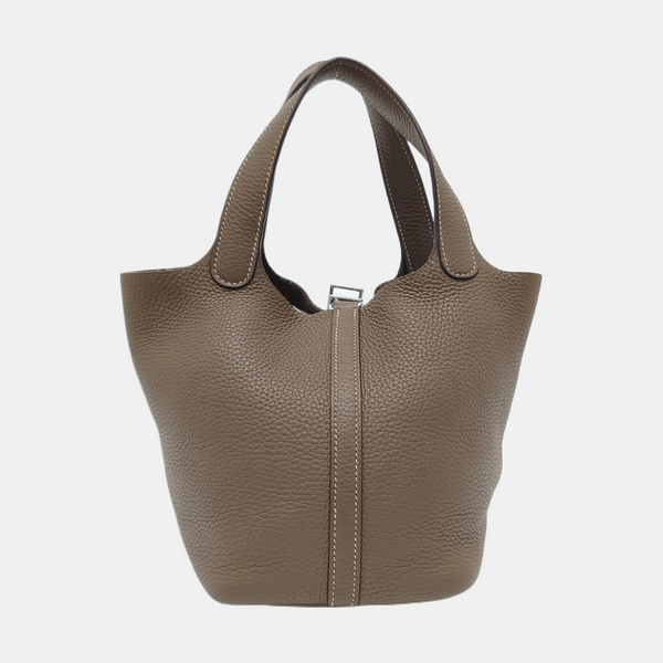 Authenticated pre-owned  Picotin Lock 18 Clemence Gray - Bucket Bag at Looply